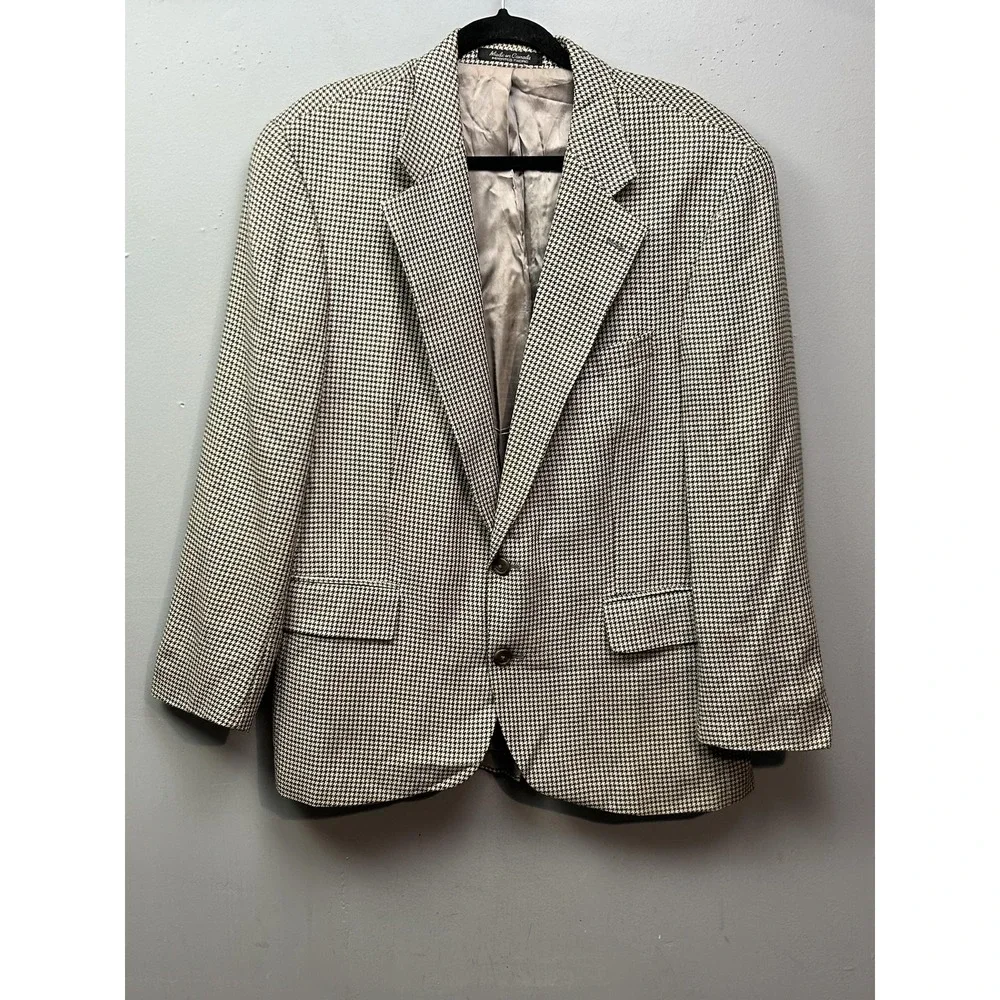 Chaps Ralph Lauren Blazer Mens 42R Brown Silk Wool Houndstooth Sport Coat Canada